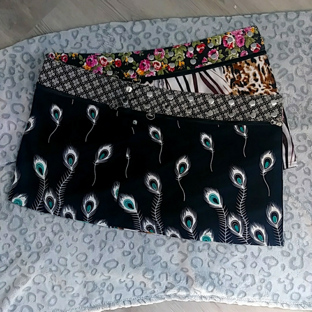 Zand Reversible Skirt Zebra Leopard Print Peacock Travel Boho Hippie Large